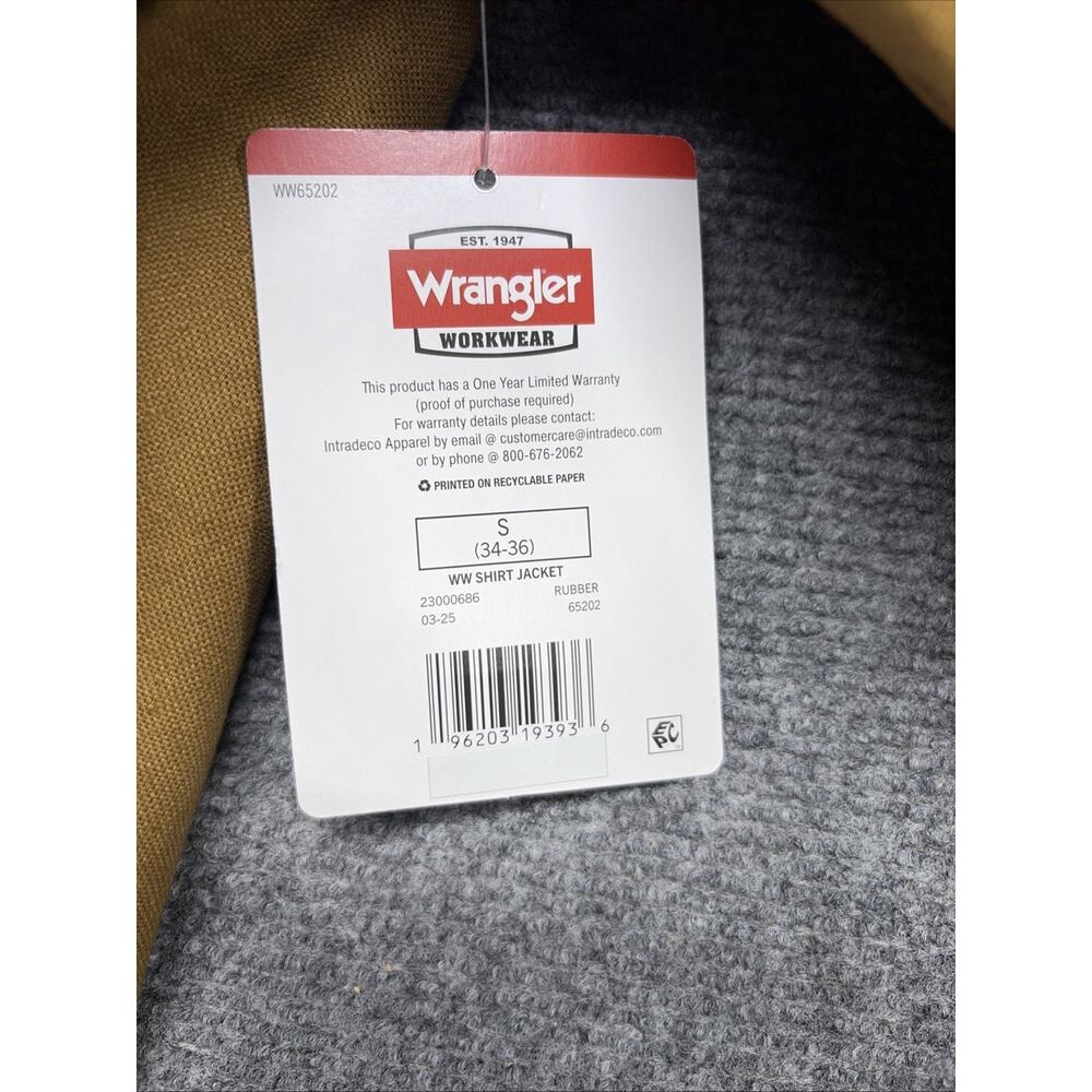 NWT Wrangler Workwear Hooded Jacket Men Sz S Tan Long Sleeve Full Zip MSRP$36.98 - Picture 5 of 6